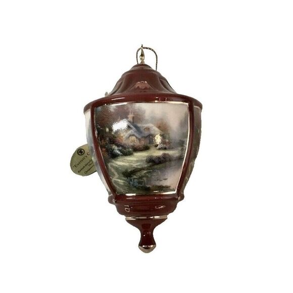 Thomas Kinkade Bradford Editions Heirloom Ornament Lite Cover Stone Cottage New - Picture 1 of 6